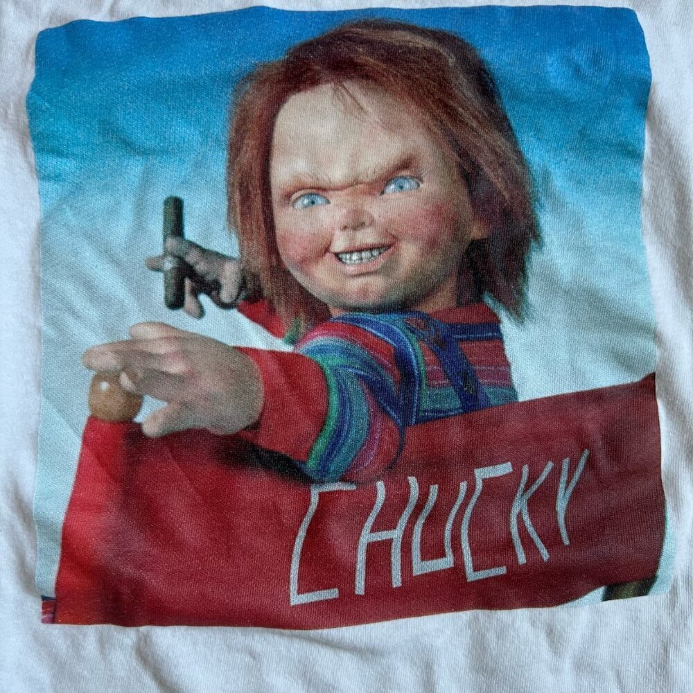 Overprint Chucky Child’s Play Long Sleeve Graphic T Shirt Streetwear Size L - Picture 2 of 5